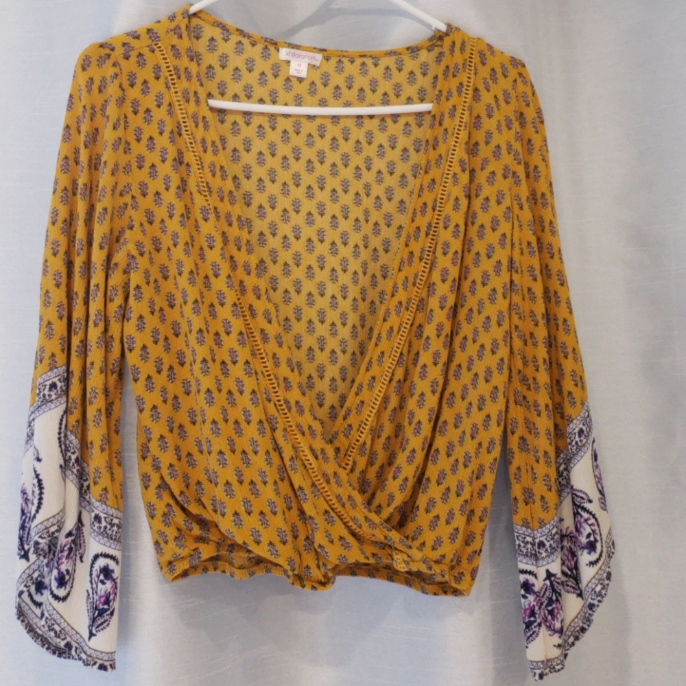 Yellow and purple patterned top